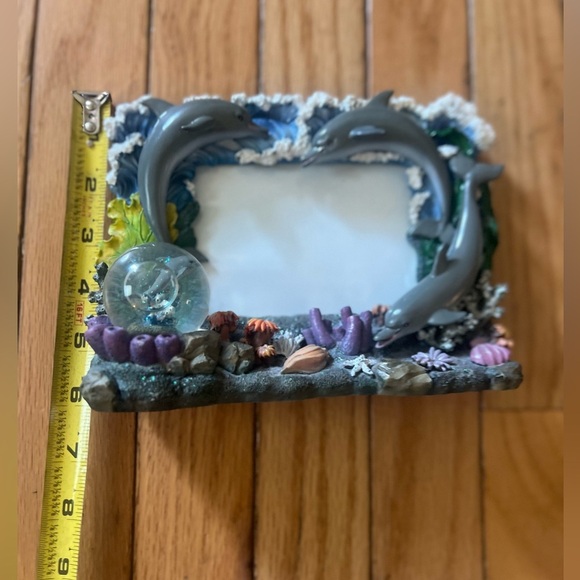 vintage dolphin picture 3D frame Water globe Ceramic Starfish Ocean Seashell - Picture 8 of 8